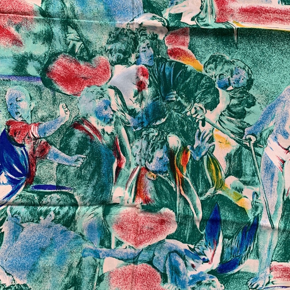 Albert Nipon | Colorful 100% Silk Scarf | 31” X 3… - image 4